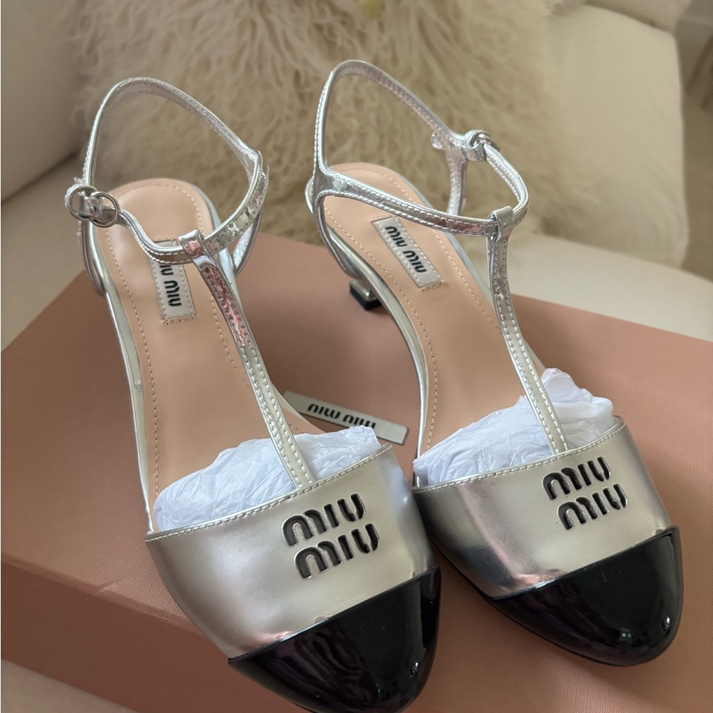 Miu Miu Silver and Black Heels